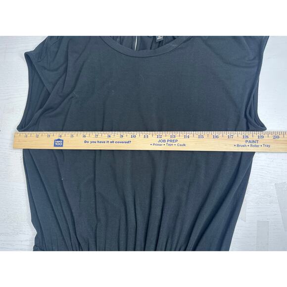 Banana Republic Black Shirt Dress Midi Crew Neck Sleeveless Elastic Waist M - Picture 8 of 8